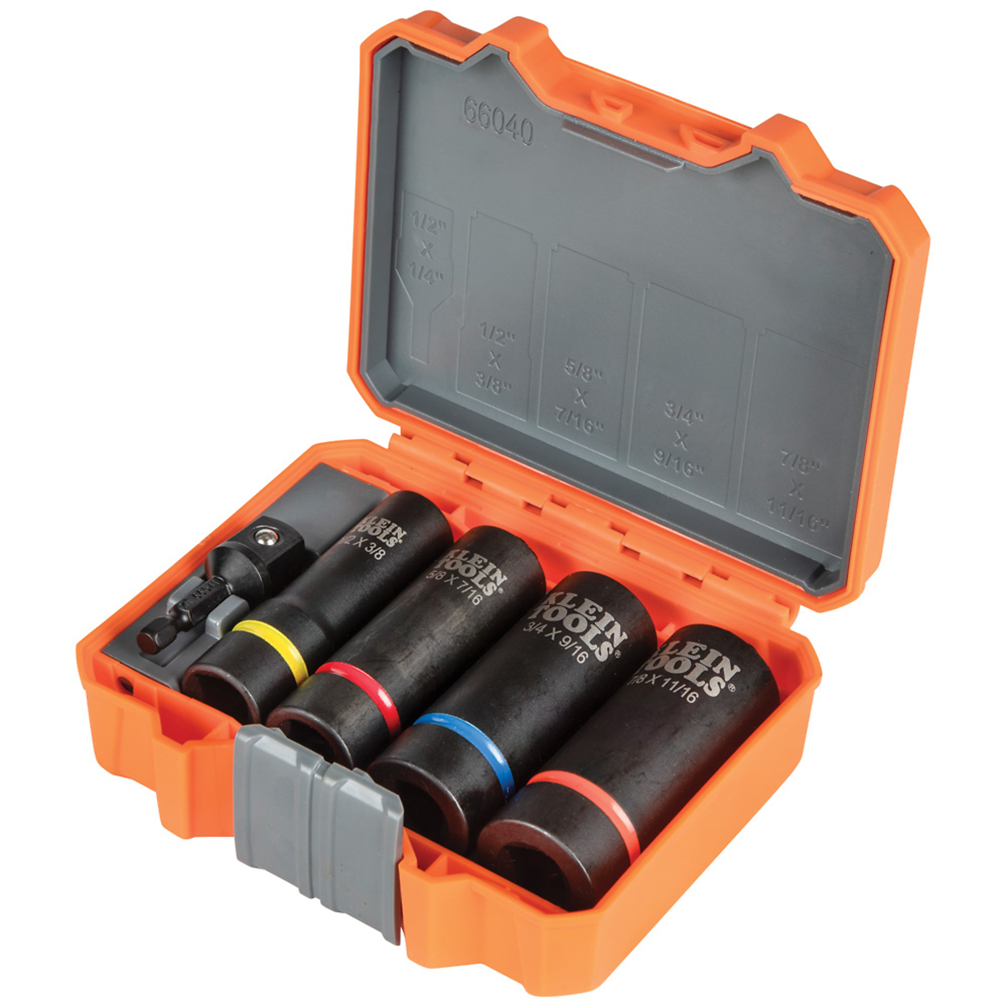 Klein Tools, 2in.-1 Impact Socket Set, 12-Point, 5-Piece, Pieces (qty.) 5 Model# 66040